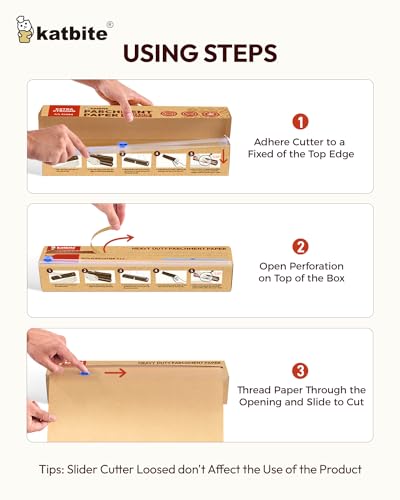 Unbleached Parchment Paper Roll for Baking 12in x 262ft, 260 Sq.Ft, Heavy Duty & Non-stick Baking Paper with Slide Cutter, Brown Parchment Paper for Cooking, Air Fryer, Steaming, Bread #3