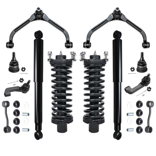 Detroit Axle - 12pc Front End Suspension Kit for 2005 2006 2007 Jeep Liberty, 2 Struts 2 Rear Shock Absorbers 2 Upper Control Arms 2 Lower Ball Joints 2 Sway Bar Links 2 Outer Tie Rod Ends Replacement
