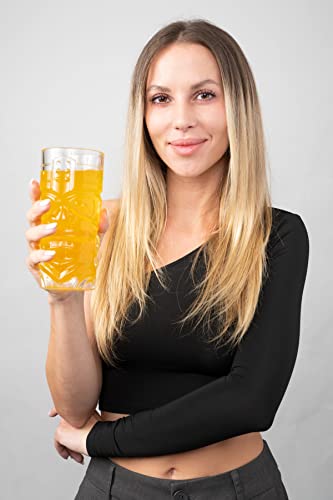 Lemonsoda Clear Tiki Glasses, Set Of 6-450 Ml - Perfect For Exotic Cocktails, Lemonade, Ice Tea, Mixed Drinks- Exotic Zombie, Rum, Mai Tai, Pina Colada, Punch, Hurricane, Bar Drinkware #TOP2