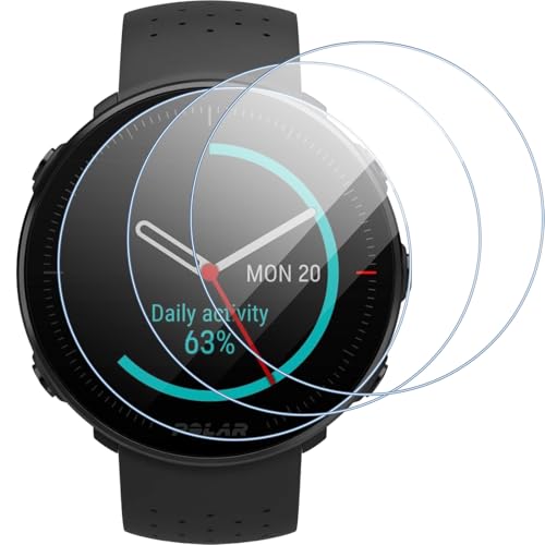 Buoluoioir 3 Piezas Protector de pantalla para Garmin Polar Vantage M/Vantage V/Vantage M2, Dureza 9H HD Película Protector de Cristal Templado,Cubierta Protector Reloj libre de burbujas