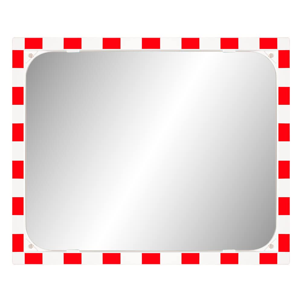 DIAMOND Verkehrsspiegel, SEKURIT-Sicherheitsglas, rot/weiß, 100 x 80 cm aus Stahl, Kunststoff, Glas, Art.-Nr. 41047 | Sicherheitsspiegel | Straßenspiegel