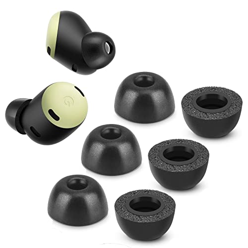 Memory Foam Tips for Google Pixel Buds Pro, Anti-Slip Replacement Ear Tips for Google True Wireless Earphones，Fit in The Charging Case, Perfect Noise Cancellation, 3 Pairs (Large, Black)