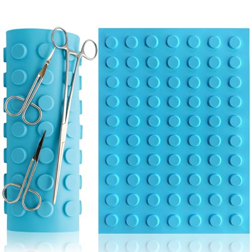 MuskalMed Silicone Magnetic Mat for Instruments and Tools, 12 x 15 inches, Light Blue, Raised Round Magnets, Flexible, Non-Slip, Reusable and Autoclavable