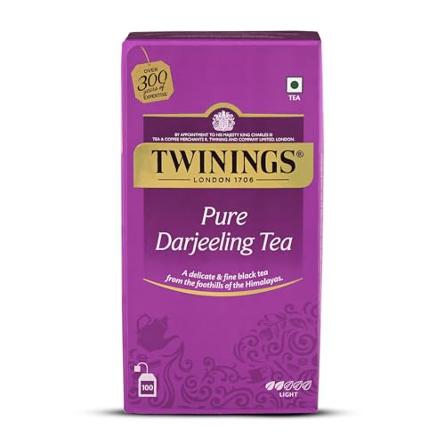 Image of Twinings Darjeeling Tea, 100 Teabags|Pack of 1| Premium Black Tea| Light Strength| From Darjeeling's Finest Estates| Light & Delicate Flavour| Handpicked Leaves| Enjoy a Hot Cup of Tea