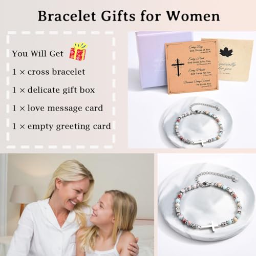 Image of Christian Gifts for Women Girls, Religious Cross Bracelet, Birthday Christmas Easter Baptism Confirmation First Communion Valentines Day Graduation Gifts for Her