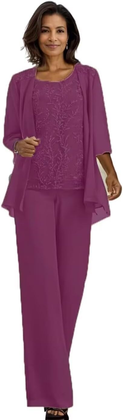 Mother of The Bride Pant Suits Chiffon Outfit Dressy Women's Jumpsuit Wedding Groom Dresses
