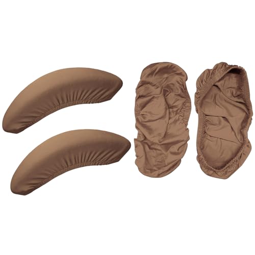 Image of HOKIPO 'SereneSolids' 140 GSM Armrest Covers for Office Chair (Elastic Style), 1 Pair, Dark Camel (AR-5933-DCML)