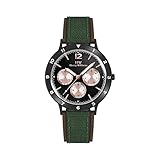 Harry Williams Herren Multifunktionsuhr Wembley Kollektion. Modell schwarz Ledertasche, 42mm Durchmesser mit Schwarz-Gold-Zifferblatt, arabische Shell-Märkte und Lederband und grüne Farbe. Uhr mit Bewegung Vx7J, ausgestattet mit Datum und Wasserdichtigkeit von 3 Atm.
