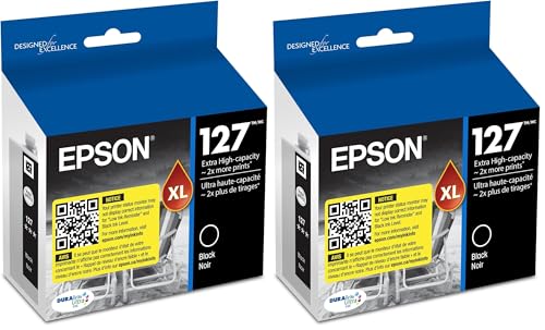 Image of Epson 127 DURABrite Ultra Ink Black Cartridge for NX-530,625,WF-3520,3530,3540,545,60,630,633,635,645,7010,7510,7520,840,845,Water Resistant,(Pack of 2)