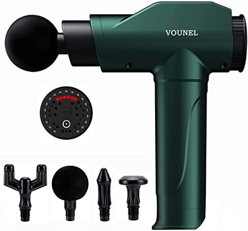 Vounel Massage Gun, Deep Tissue Percussion Muscle Massage for Pain Relief, Super Quiet Portable Neck Back Body Relaxation Electric Drill Sport Massager Super Quiet High-Torque Motor