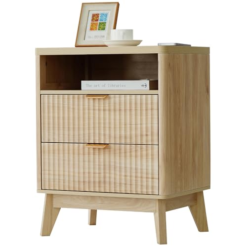 LYNCOHOME Bedside Table for bedroom, bedside cabinet with 2 Drawers, Nightstand with Storage, Ideal for Bedroom, Living Room, Modern Design, 50 x 38 x 64.5 cm
