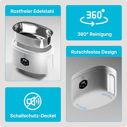 KLARBERG® Ultraschallreinigungsgerät Brille, Schmuck uvm. I Ultraschallreiniger I Ultraschallbad für eine Tiefenreinigung I ultrasonic cleaner, Brillenreinigungsgerät (600ml)