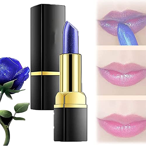 Magical Discoloration Blue-Rose Temperature Changing Lipstick, Long-Lasting Moisturizing Lipstick,Lipstick magic,Waterproof,Long-lasting,Make you glamorous,Small and portable. (1 Pcs) Cover