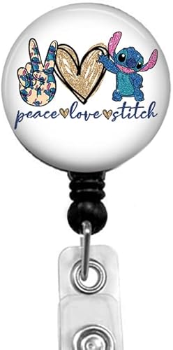 Peace Love Retractable ID Card Badge Holder with Alligator Clip, Medical Nurse Badge ID, Office Employee Name Badge