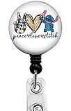 Peace Love Retractable ID Card Badge Holder with Alligator Clip, Medical Nurse Badge ID, Office Empl