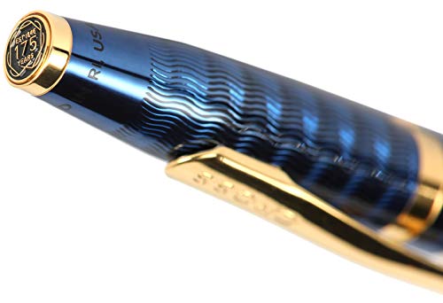 Stylo bille Cross classique 175th Anniversary bleu laqué rechargeable mince - 2
