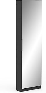 Comprar Demeyere - Moderno Mueble Zapatero de Madera para Entrada, con Espejo y Almacenamiento para hasta 12 Pares de Zapatos - Óptimo para Espacios pequeños - Color Negro Mate - 50 x 180 x 21 cm