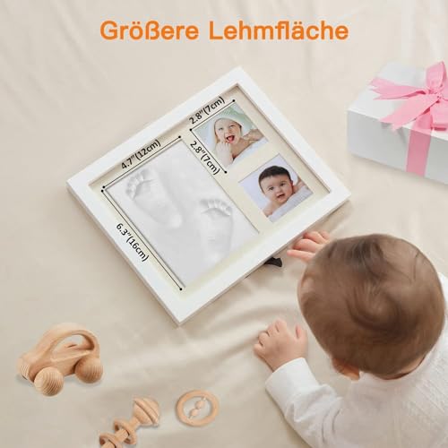 PewinGo Baby Handabdruck und Fußabdruck Set, Gipsabdruck Baby Abdruck/Abdruckset mit Echtholz Bilderrahmen- Perfekte Geschenkidee für Babydusche Geschenk/Babyparty,Pfotenabdruck Set Katze/Hund
