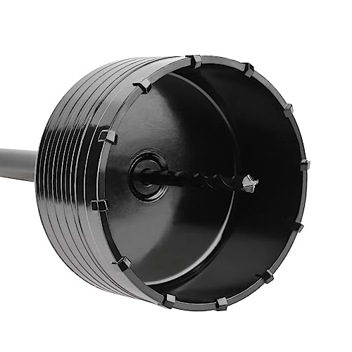 102MM Bohrkrone (XXL-Zähne) schwarz set mit 220mm SDS plus verlängerung und 4-Schneidigen Zentrierbohrer 8x110mm,Wandlochsägebohrer für Mauerwerk und Beton