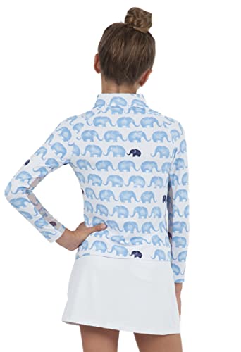 Ibkul Girl’s Sun Protective Upf50+ Icefil Cooling Tech Velma Print Long Sleeve Mock Neck Top – 10382G Peri/Navy Velma Xl #TOP2
