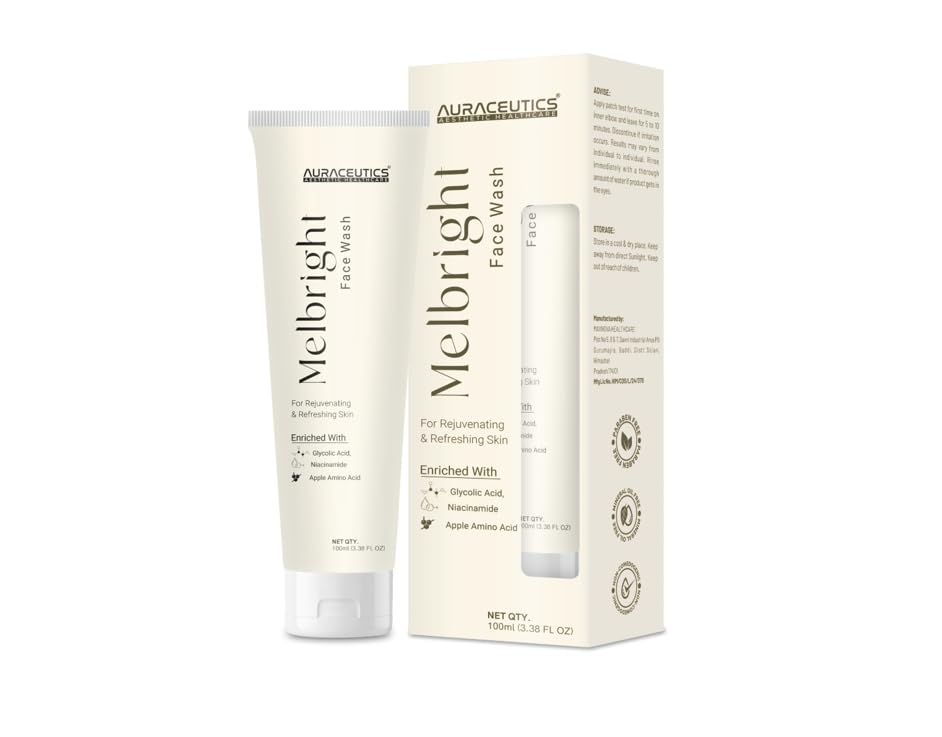 Melbright Face Wash, Rejuvenating and Refreshing Skin, with Glycolic Acid, Niacinamide and Apple Amino Acid, 100ml (Pack Of 2)