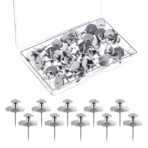 Image of 20 Pcs Picture Hangers Nails Small Head Thumb Tacks Wall Hanging Hook Nails Double Headed Wall Nails Decorative Push Pin Hooks for Drywall Wooden Wall Silver