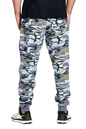 PROGO USA Men's Joggers Sweatpants Basic Fleece Marled Jogger Pant Elastic Waist (Medium, Slade Camouflage)