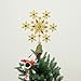 DUSVALLY Gold Snowflake Christmas Tree Topper, Red Glitter Metal Star Treetop Xmas Decor with Easy Spiral Base-13 in