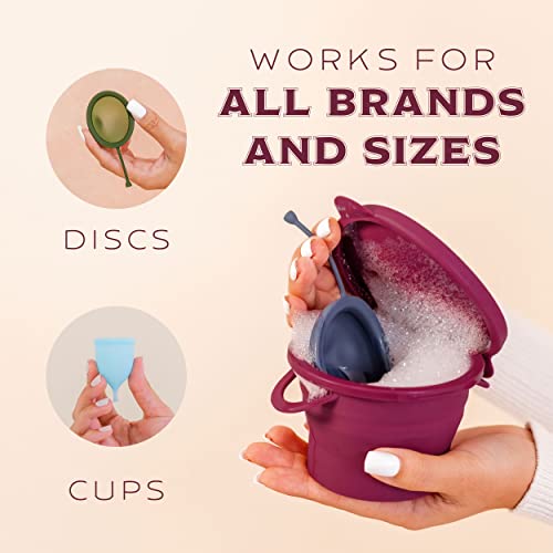 Pixie’s Public Restroom Menstrual Cup Wash Case 12oz - Collapsible Cleaner Container to Clean Your Menstrual Disc & Period Cup - Microwavable Friendly - Foldable for Travel - Sterilizer Case Holder - Image 3