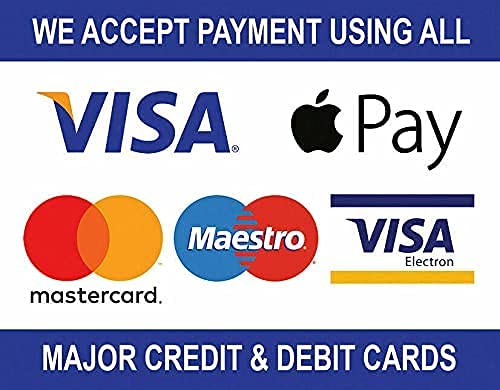 Notice V004 All Credit & Debit Cards Accepted Visa MasterCard Card Payments Accepted Sign Self Adhesive Gloss Sticker A4 297mm x 210mm
