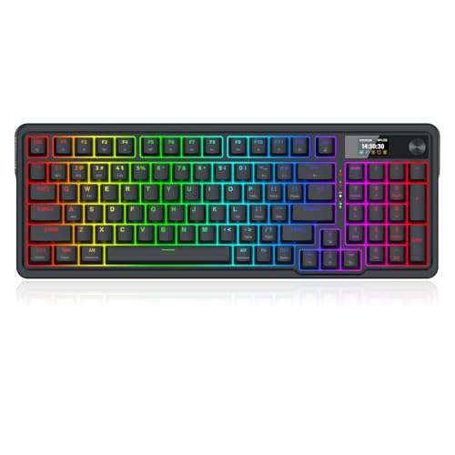 Image of Redragon K719 Wireless Gasket Gaming Keyboard w /Hype Screen & Knob, 95 Keys Mechanical Keyboard, Easy-Control 1.14'' TFT Info Display, 5-Layer Noise Dampening, Custom Linear Switch, Essential Black