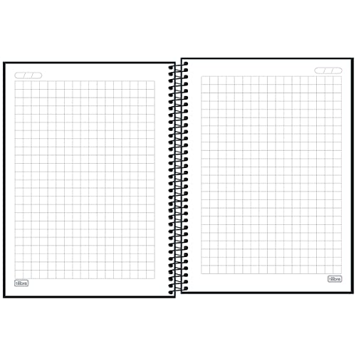 Tilibra - Caderno Espiral Capa Dura Universitário Quadriculado 1cm Zip Preto 80 Folhas