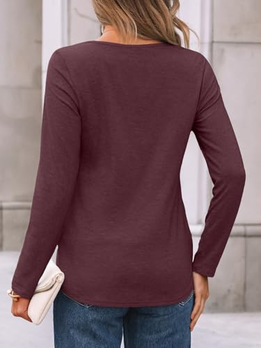 AUTOMET Womens Long Sleeve Tops Business Casual Crewneck Pleated Shirts Fall Fashion 2025 Blouses Trendy Basic Loose Outfits4