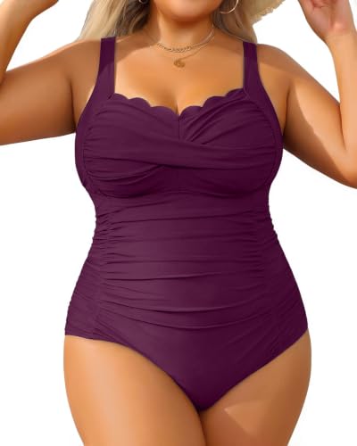 Image of Aqua Eve Womens Plus Size One Piece Swimsuit- Tummy Control Bathing Suit Full Coverage Swimwear