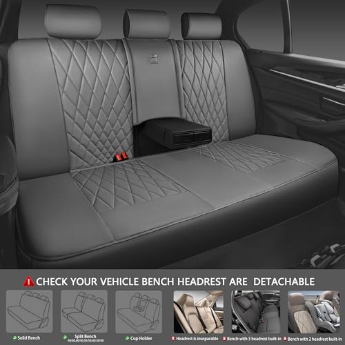 Image of CAR PASS Piping Luxury Leather Seat Covers Full Set,5 Seats Anti-Slip Waterproof Seat Covers Compatible with Front Armrests,Universal Fit for Sendans, Suvs,Vans,Trucks,Airbag Compatible,Pure Gray