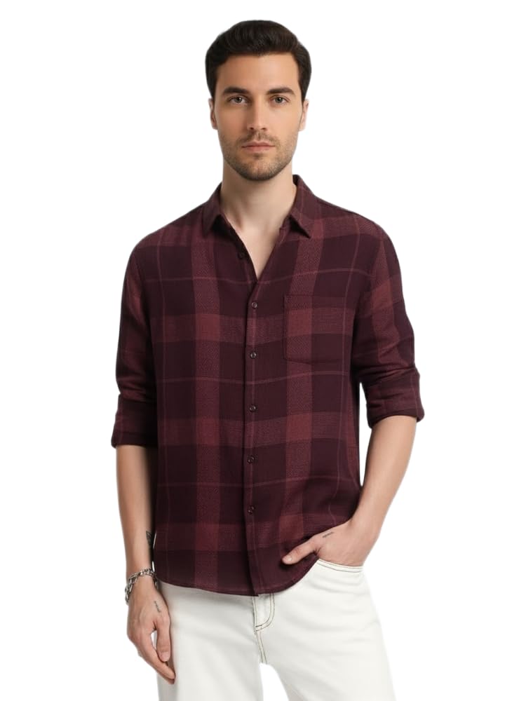 Mens Casual N Formal Single Pocket Check Shirt-image-13