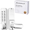 Full Mechanical Keyless Entry Door Handle Lock with Keypad,Single-Sided Push Button Combination Code Lever Lock,Auto Locking,Interior Hold-Opening,for Front Gate,No Battery(Pearl Chrome)