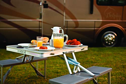 Oniva - A Picnic Time Brand - Aluminum Folding Picnic Table - Camping Table - Outdoor Table With Umbrella Hole, (Silver), 36 X 5 X 18 #TOP11