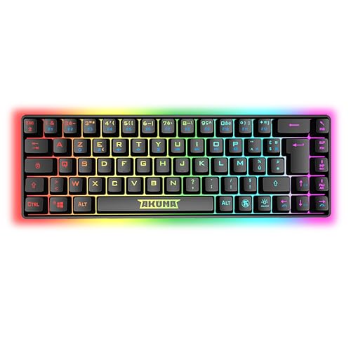 Akuma Shonen T03 Clavier Gamer 65% TKL 69 Touches Filaire USB, Rétro-Éclairage LED RGB- PROGRAMMABLE - AZERTY Français - Clavier Gaming Compact sans Pavé Numérique pour PC/PS4/PS5