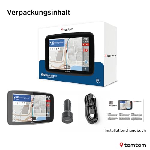 TomTom LKW-Navi GO Professional 2. Generation (6 großer kapazitiver Touchscreen mit Karten von Europa und Echtzeit-Verkehrsinformationen, speziell für LKW, Transporter, Busse und große Fahrzeuge)