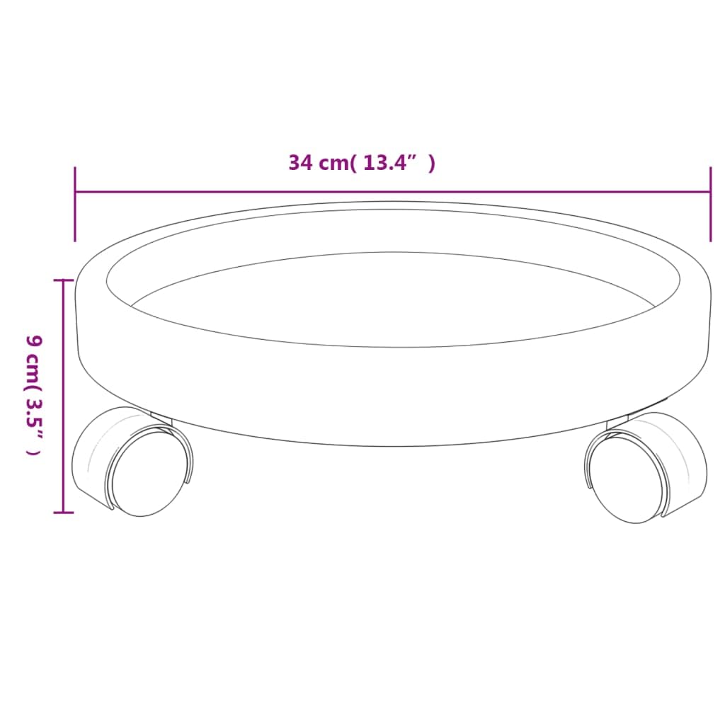 Homgoday Chariots à Plantes à roulettes 2 pcs Gris Diamètre 34 cm 35 kg, Meubles pour Maison Intérieur Extérieur Salon Chambre