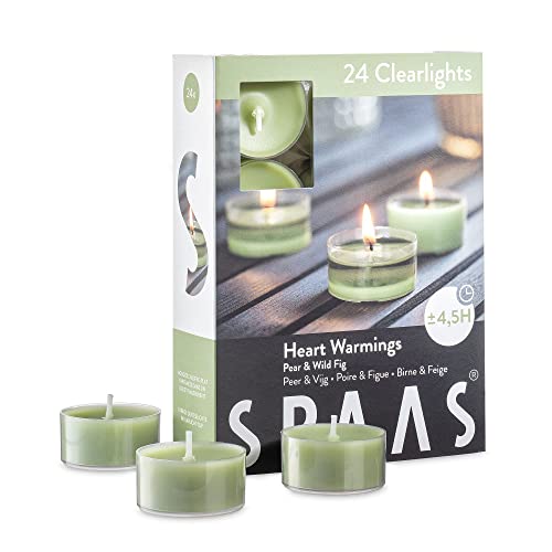 Spaas Scented Tea Lights Candles In Clear Cups - Pear & Wild Fig Fragrance | Premium Long Burning Scented Tealight Candles For Spa, Romantic Décor, Meditation, Dinner, And Home Décor | Pack Of 24 #TOP13