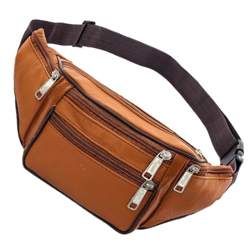 HOMSFOU Riñonera Deportiva para Hombre en Pu Amarillo, Tamaño 10 Pulgadas, Bolsa de Cintura Resistente al Agua para Viajes, Jogging y Ciclismo Compartimento para Teléfono