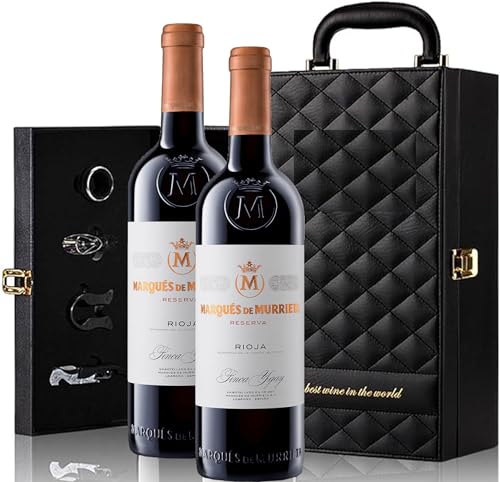 Genérico Estuche Marqués de Murrieta - Envío 24 h - Estuche de Vino Elegante para Regalo con Dos Botellas de Vino y Set de 4 Accesorios (Rioja, Marqués de Murrieta)