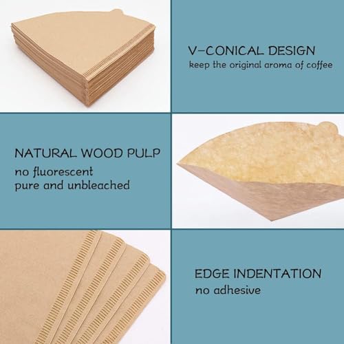 Sendria 100 PCS Cone Coffee Filters Size 02, Brown, Unbleached Natural Paper, Compatible with V60 and Conical Drippers, 100 Count - Image 7