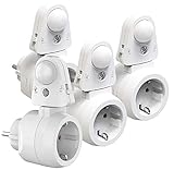 revolt Bewegungssensor Stecker: 4er Pack Steckdose mit PIR-Bewegungs- und Licht-Sensor (Steckdosenadapter Nachtlichter)