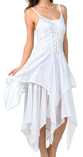 Image of Sakkas Lady Mary Jacquard Corset Style Bodice Lightweight Handkerchief Hem Dress