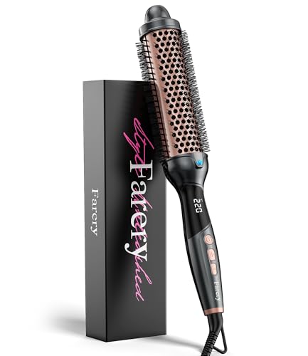 Farery Thermal Brush, 38mm Brosse Thermique Brushing, Tourmaline Céramique Ionic Brosse Chauffante, Brushing Chauffante, affichage numérique 9 températures...