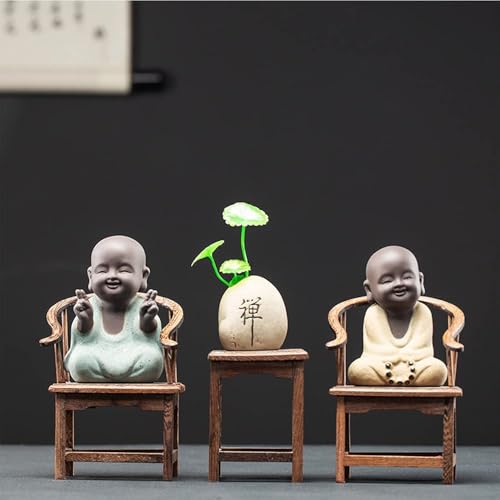Estatua pequeña de cerámica bebé Buda Kingzhuo 7 x 10 cm miniatura 5