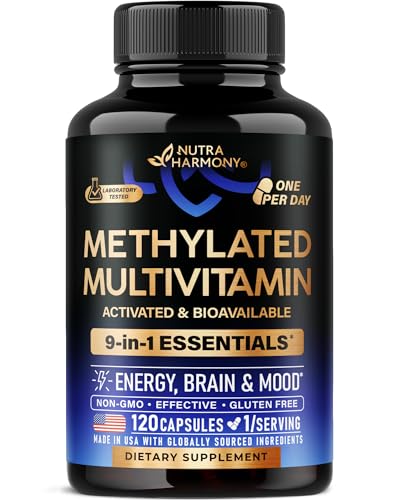 Methylated Multivitamin - B2, B6, 5-MTHF & B12 | Antioxidants C & E | Vitamin D3 & K2 - for Men & Women - 9-in-1 MTHFR Supplement with TMG - Energy, Brain & Mood - Vegan - Made in USA - 120 Capsules